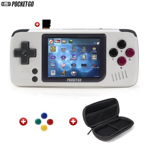 Consola de juegos, PocketGo, Consola de videojuegos Retro Handheld, pantalla de 2.4 pulgadas portátiles para niños con tarjeta de memoria