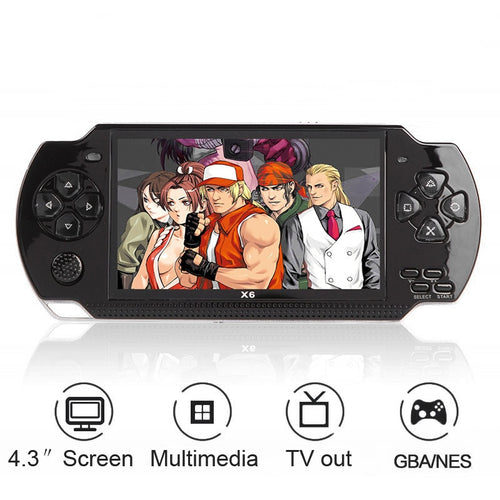 Consola de videojuegos X6 jugador para PSP Juego Handheld del juego retro de 4,3 pulgadas de la pantalla MP4 de la cámara del jugador del juego de atención al jugador, vídeo, E-libro